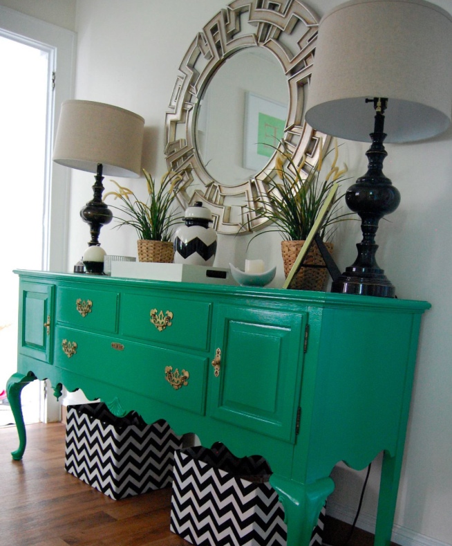 Emerald green on sale buffet table