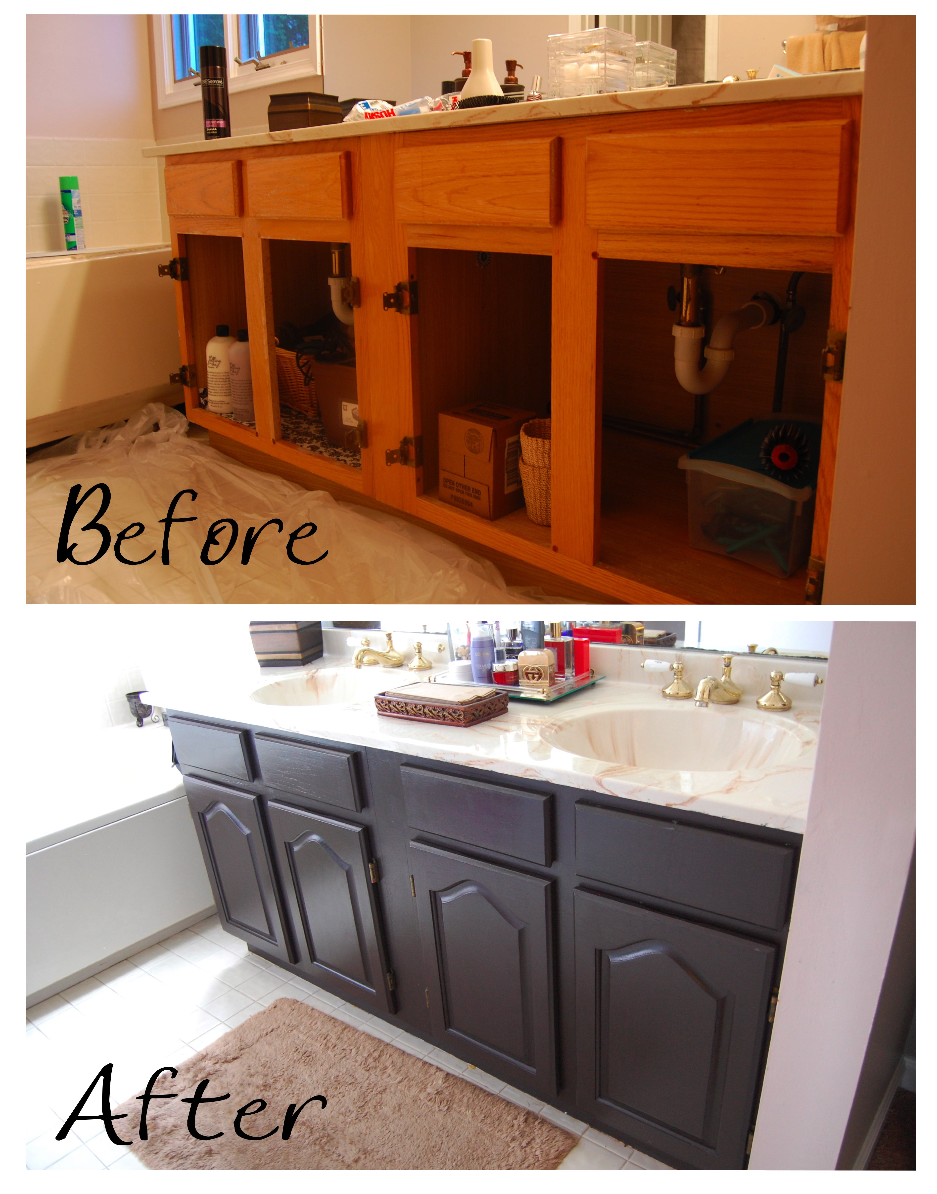 Painting A Bathroom Vanity Before And After How To Paint Laminate Cabinets Jordan Jean Next