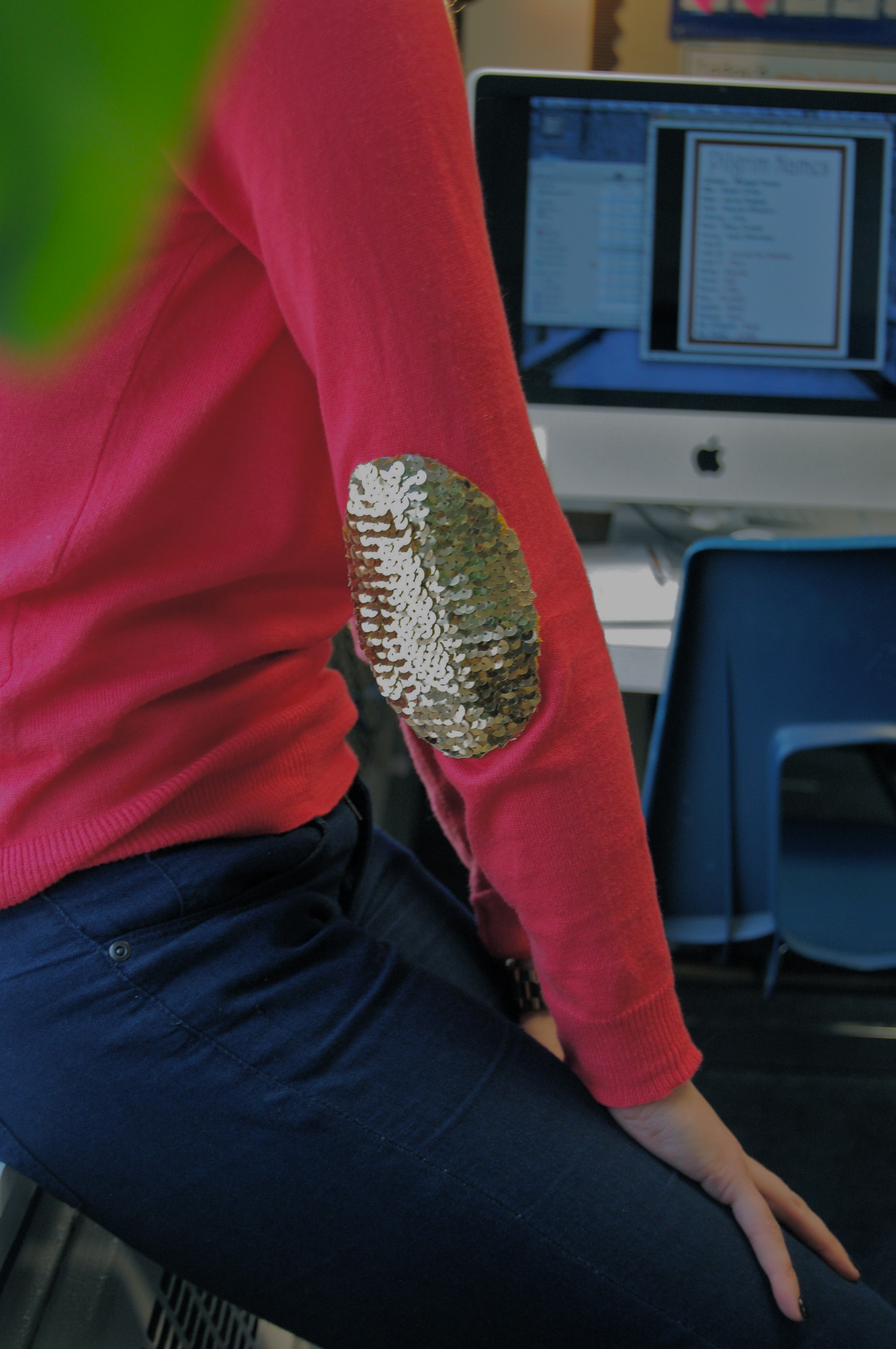 DIY sequin elbow patch sweater - see kate sew
