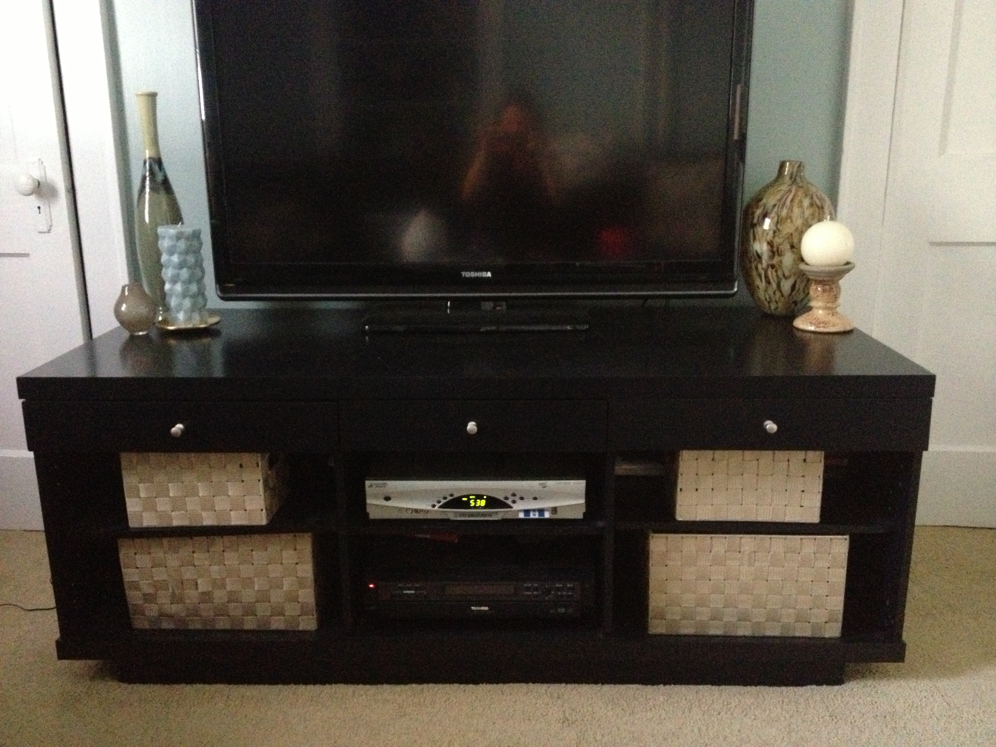 Tall TV stand - small budget hack for big TV - IKEA Hackers