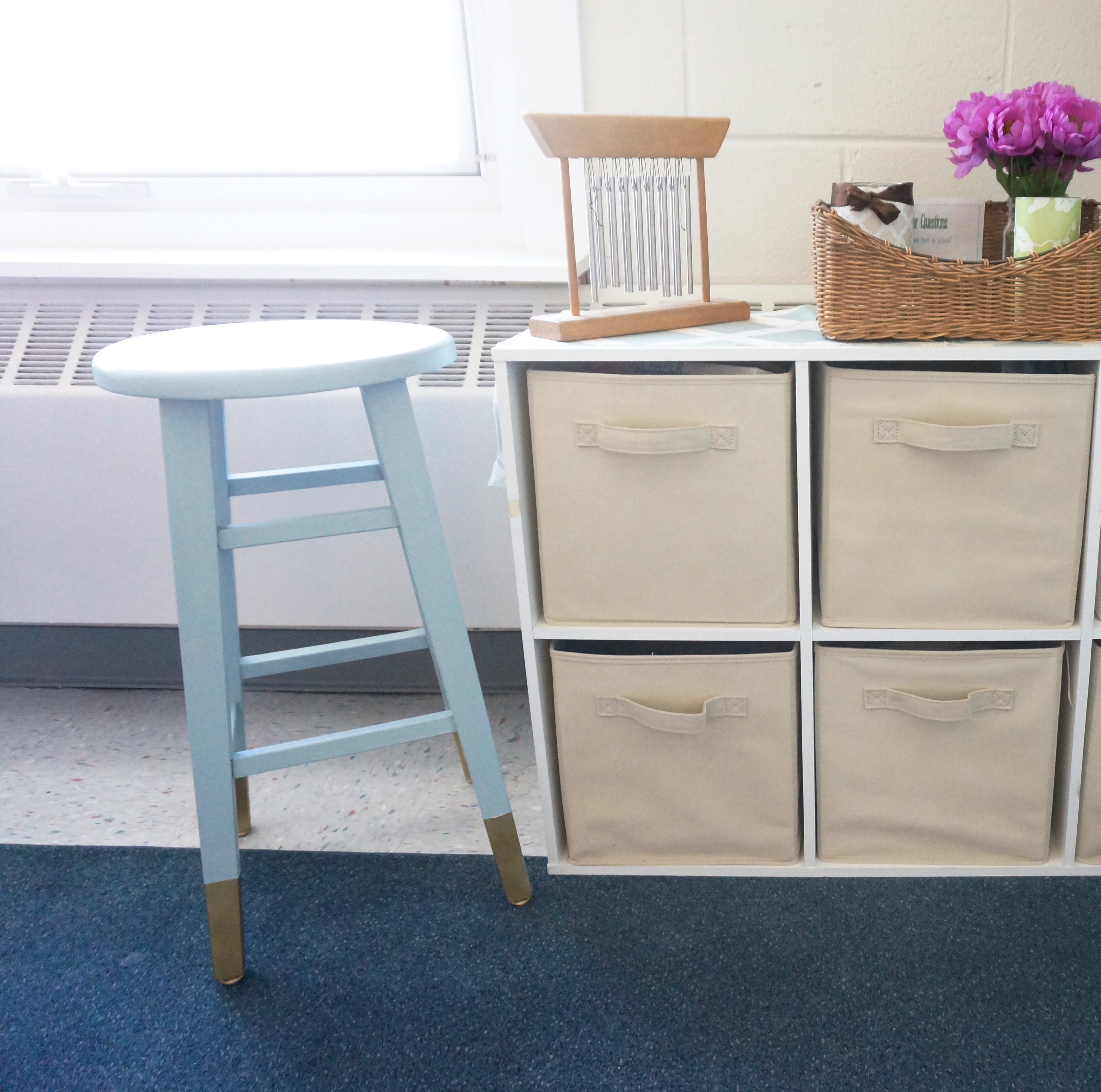 Stool Makeover - Gold Dipped Legs I Made2Style